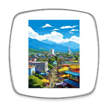 San Jose Costa Rica Vintage Reiseposter Souvenir - Viereckiger Kühlschrankmagnet - Weiß - Vorne