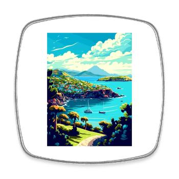Grenada Karibik Vintage Reiseposter Souvenir - Viereckiger Kühlschrankmagnet - Weiß - Vorne