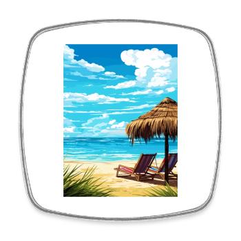 Cancun Decoration Vintage Travel Poster Souvenir - Square fridge magnet - white - Front