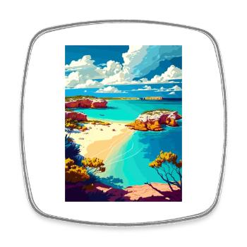 Anguilla Karibik Vintage Reiseposter Souvenir - Viereckiger Kühlschrankmagnet - Weiß - Vorne