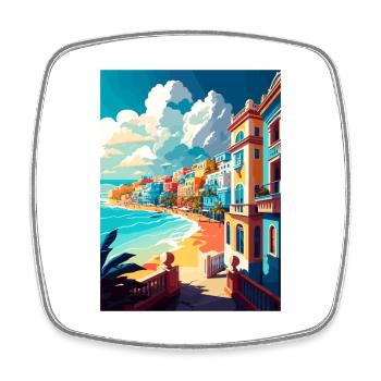 San Juan Caribbean Vintage Travel Poster Souvenir - Square fridge magnet - white - Front