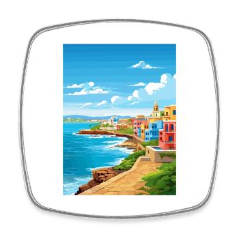 San Juan Caribbean Vintage Travel Poster Souvenir - Square fridge magnet - white - Front