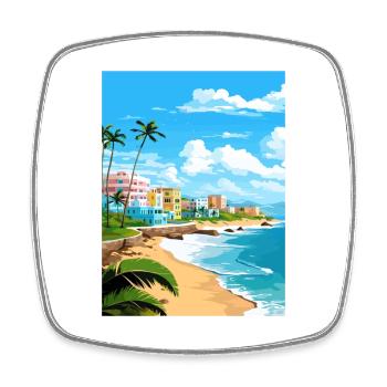 San Juan Caribbean Vintage Travel Poster Souvenir - Square fridge magnet - white - Front