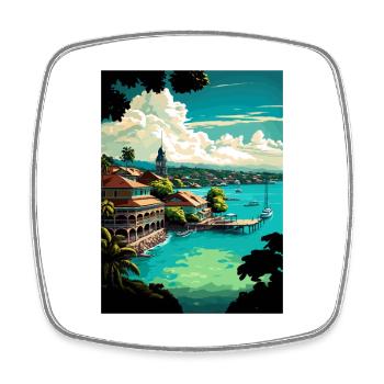 Ocho Rios Caribbean Vintage Travel Poster Souvenir - Square fridge magnet - white - Front
