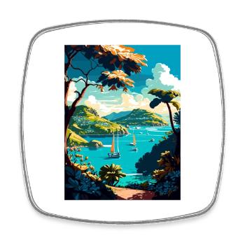 Guadeloupe Caraïbes Vintage voyage affiche WPA Art - Magnet carré - blanc - Devant