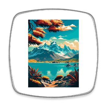 Natur Berge Vintage Reiseposter WPA Kunst - Viereckiger Kühlschrankmagnet - Weiß - Vorne