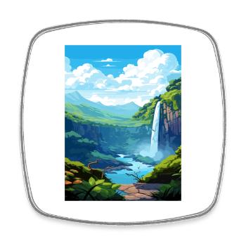 La Fortuna Wasserfall Vintage Reiseposter WPA Kunst - Viereckiger Kühlschrankmagnet - Weiß - Vorne
