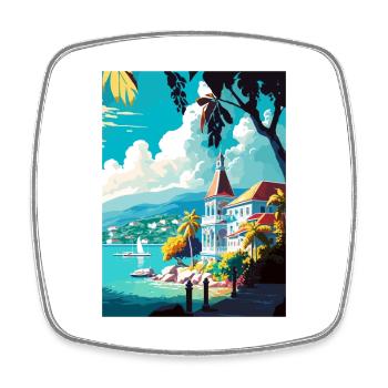 Montego Bay Caribbean Vintage Travel Poster WPA - Square fridge magnet - white - Front