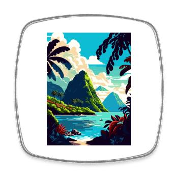 Saint Lucia Caribbean Vintage Travel Poster WPA - Square fridge magnet - white - Front