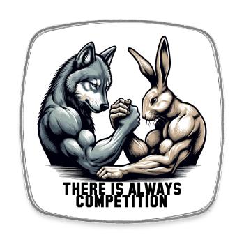 Armwrestling Armdrücken Wolf und Hase Geschenk - Viereckiger Kühlschrankmagnet - Weiß - Vorne