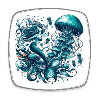 Mermaid Mermaid Jellyfish Jellyfish Gift - Square fridge magnet - white - Front