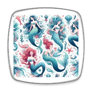 Mermaid Pattern Gift - Square fridge magnet - white - Front