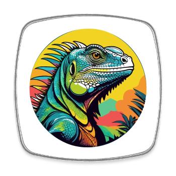 Leguan-Kunst - Viereckiger Kühlschrankmagnet - Weiß - Vorne