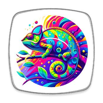 Chameleon - Square fridge magnet - white - Front