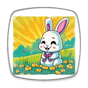 Hase comic style lustig - Viereckiger Kühlschrankmagnet - Weiß - Vorne