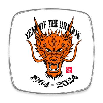 Année du Dragon 1964 - 2024 - Magnet carré - blanc - Devant