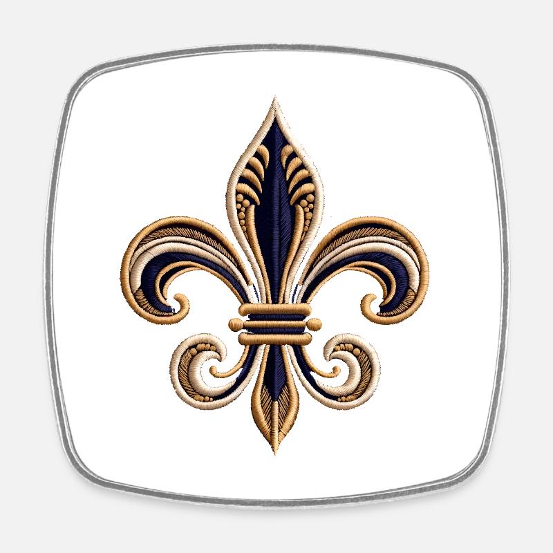 Elegant Fleur-de-Lis Embroidery Tee - Square fridge magnet - white