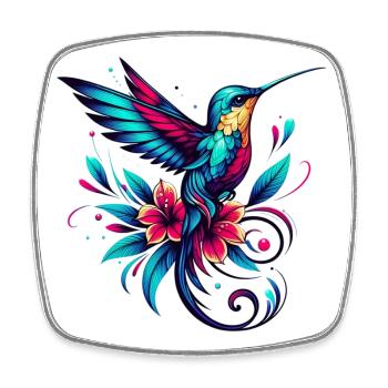 Colibri - Magnet carré - blanc - Devant