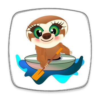 KIDS KAYAK CANOE SLOTH - Square fridge magnet - white - Front