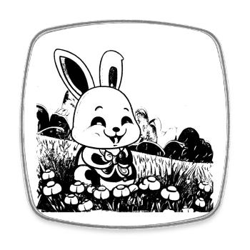 Hase in Wiese comic style - Viereckiger Kühlschrankmagnet - Weiß - Vorne
