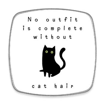 No outfit is complete without cat hair - Square fridge magnet - white - Front