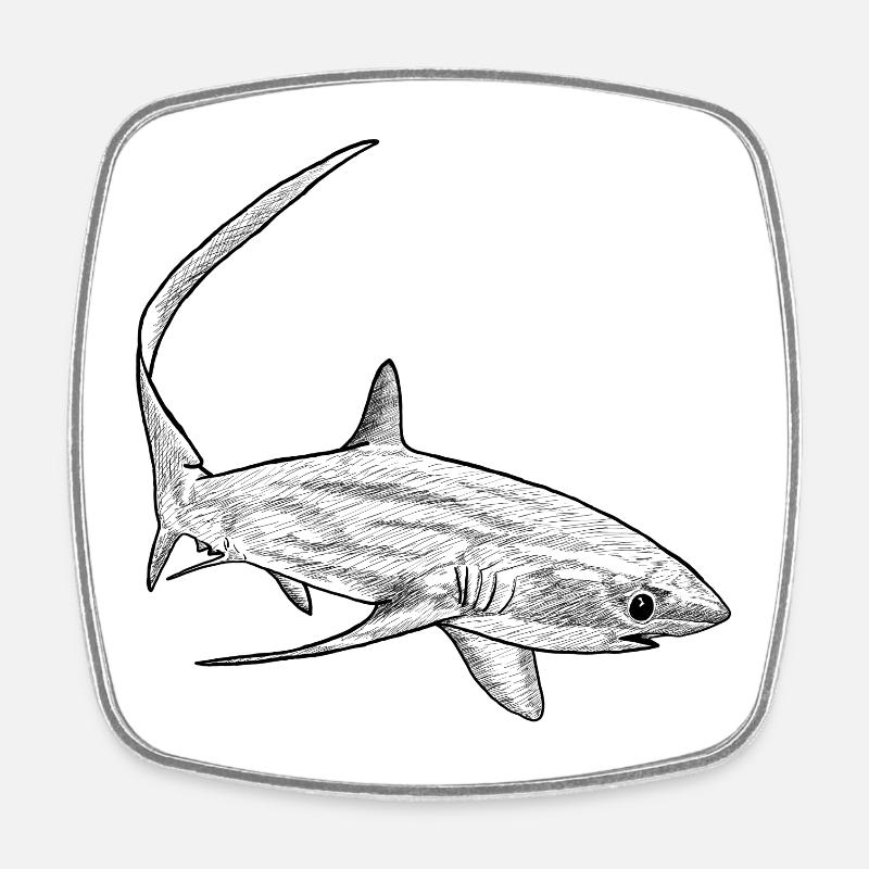 Requin renard - Magnet carré - blanc