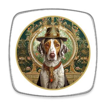 Chien de chasse avec chapeau - Magnet carré - blanc - Devant