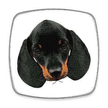 Hunde mädchen, Dackel welpe Kopf - Viereckiger Kühlschrankmagnet - Weiß - Vorne