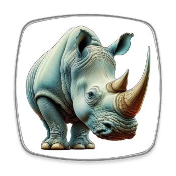 Rhinoceros - Square fridge magnet - white - Front