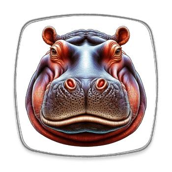 Hippopotame - Magnet carré - blanc - Devant