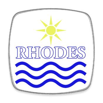 Rhodes Sun and Waves Design - Square fridge magnet - white - Front