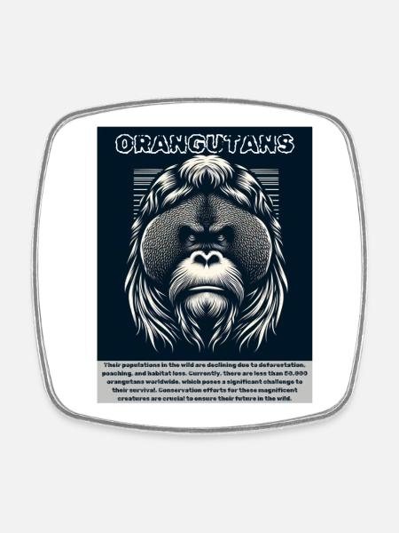 Orangutans - Square fridge magnet - white