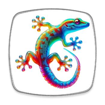 Gecko - Viereckiger Kühlschrankmagnet - Weiß - Vorne