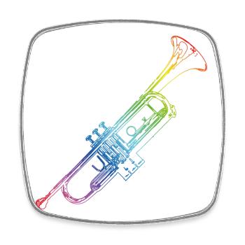 Trumpet - Square fridge magnet - white - Front