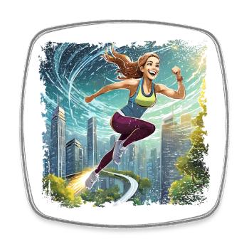 Sporty Woman | running women - Square fridge magnet - white - Front