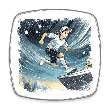 sportlicher Junge comic - Viereckiger Kühlschrankmagnet - Weiß - Vorne