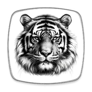 Tiger - Viereckiger Kühlschrankmagnet - Weiß - Vorne