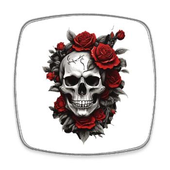 Skull with red roses - Square fridge magnet - white - Front