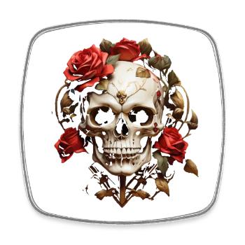 Rose Red Skull Wreath - Square fridge magnet - white - Front