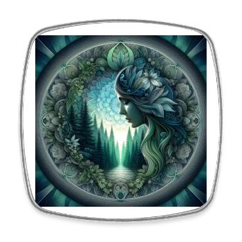 Waldfrau in einem Mandala-Kreis - Viereckiger Kühlschrankmagnet - Weiß - Vorne