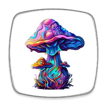 Psytrance Mushroom - Viereckiger Kühlschrankmagnet - Weiß - Vorne