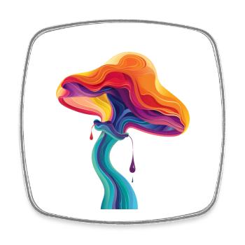 Classic Mushroom - Viereckiger Kühlschrankmagnet - Weiß - Vorne