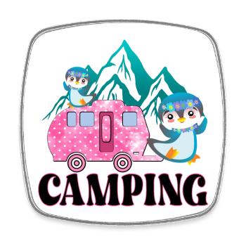 CAMPING CAMPINGSPLATZ PINGUINE - Square fridge magnet - white - Front