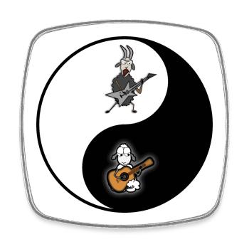 Hardrock vs Akustik Yin Yang alles im Einklang - Viereckiger Kühlschrankmagnet - Weiß - Vorne