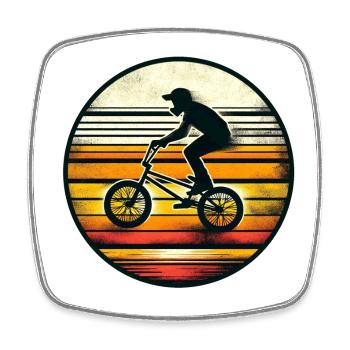 BMX Rider im Retro Sunset - Viereckiger Kühlschrankmagnet - Weiß - Vorne