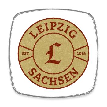 Leipzig Sächsisches Emblem Vintage - Viereckiger Kühlschrankmagnet - Weiß - Vorne