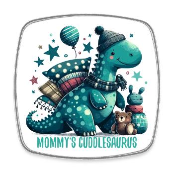 Mommy’s Cuddlesaurus Kuschel-Dinosaurier Geschenk - Viereckiger Kühlschrankmagnet - Weiß - Vorne