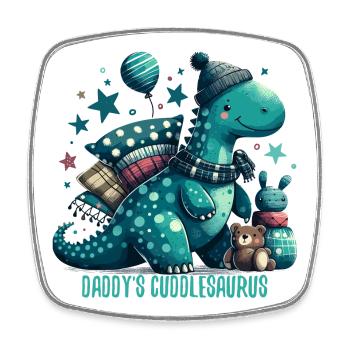 Daddy’s Cuddlesaurus Kuschel-Dinosaurier Geschenk - Viereckiger Kühlschrankmagnet - Weiß - Vorne