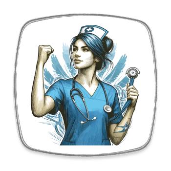 Krankenschwester Siegespose Geschenk - Viereckiger Kühlschrankmagnet - Weiß - Vorne