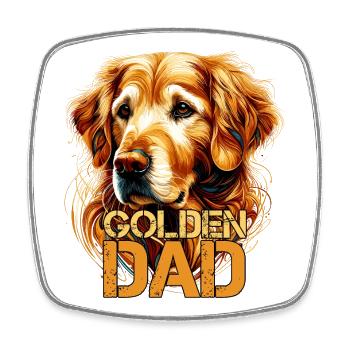 Golden Retriever Golden Dad Hund Geschenk - Viereckiger Kühlschrankmagnet - Weiß - Vorne